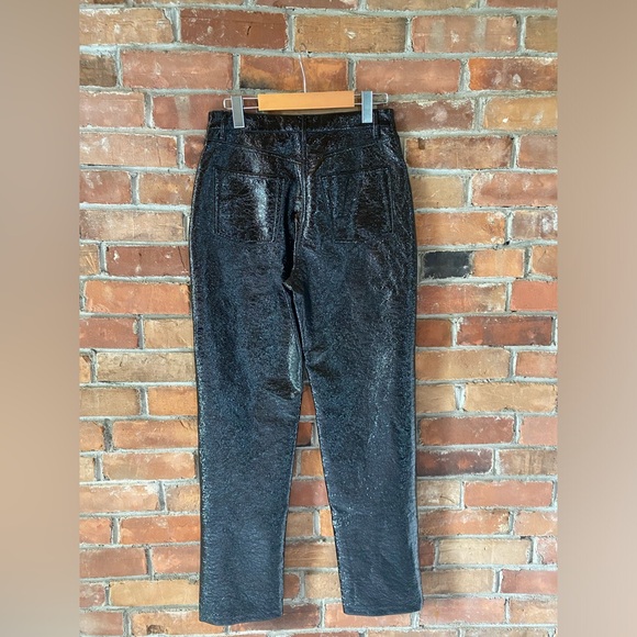 ARITZIA WILFRED vegan leather sparkle shimmer straight leg black pants size 6 - Picture 5 of 7